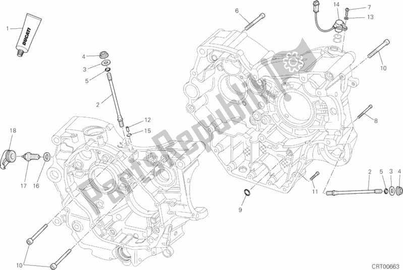 All parts for the 10a - Half-crankcases Pair of the Ducati Hypermotard Brasil 821 2014